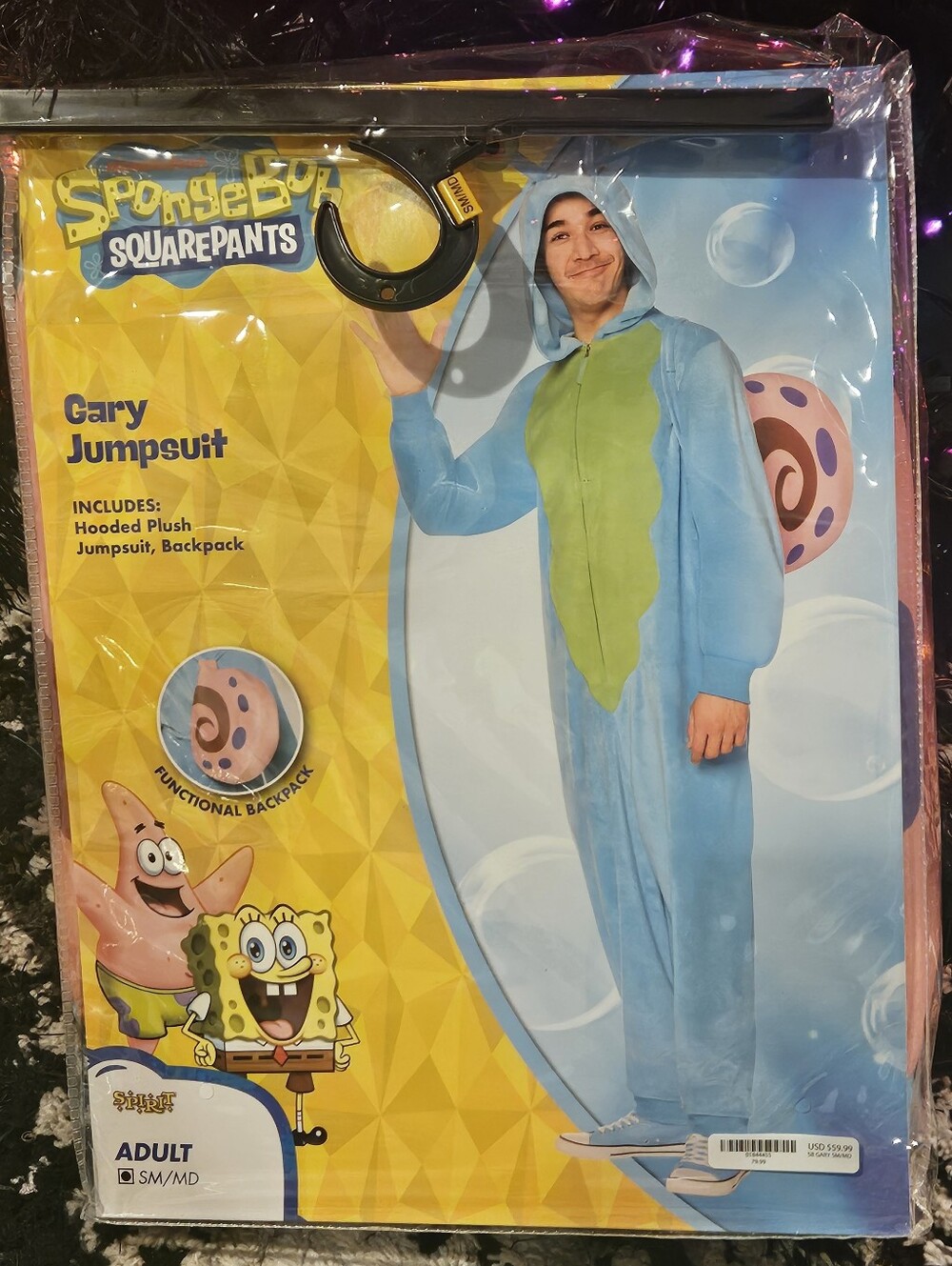 SpongeBob Squarepants Gary Light Blue and Green Hooded Jumpsuit Costume